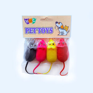 4'lü Sesli Fare Kedi Oyuncağı Seti - Renkli ve Yumuşak Dokulu Peluş Fareler (5-6 cm)