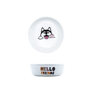 Glipet Seramik Yıkanabilir Mama ve Su Kabı - 400 ml Köpek Figürlü Hijyenik Kase (16 cm)