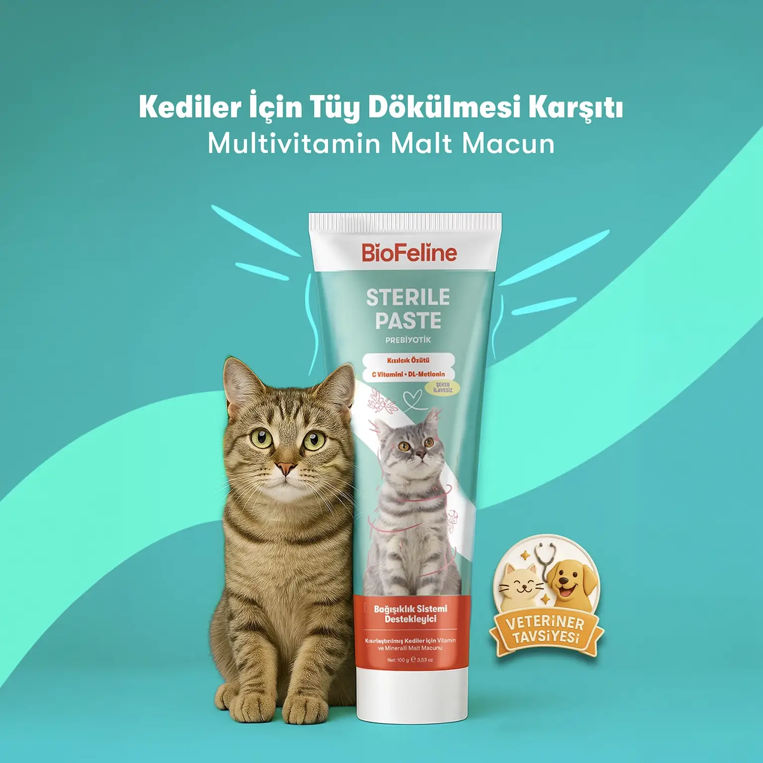 Biofeline Kısırlaştırılmış Kediler İçin Vitaminli Malt Macunu – 100g 2034