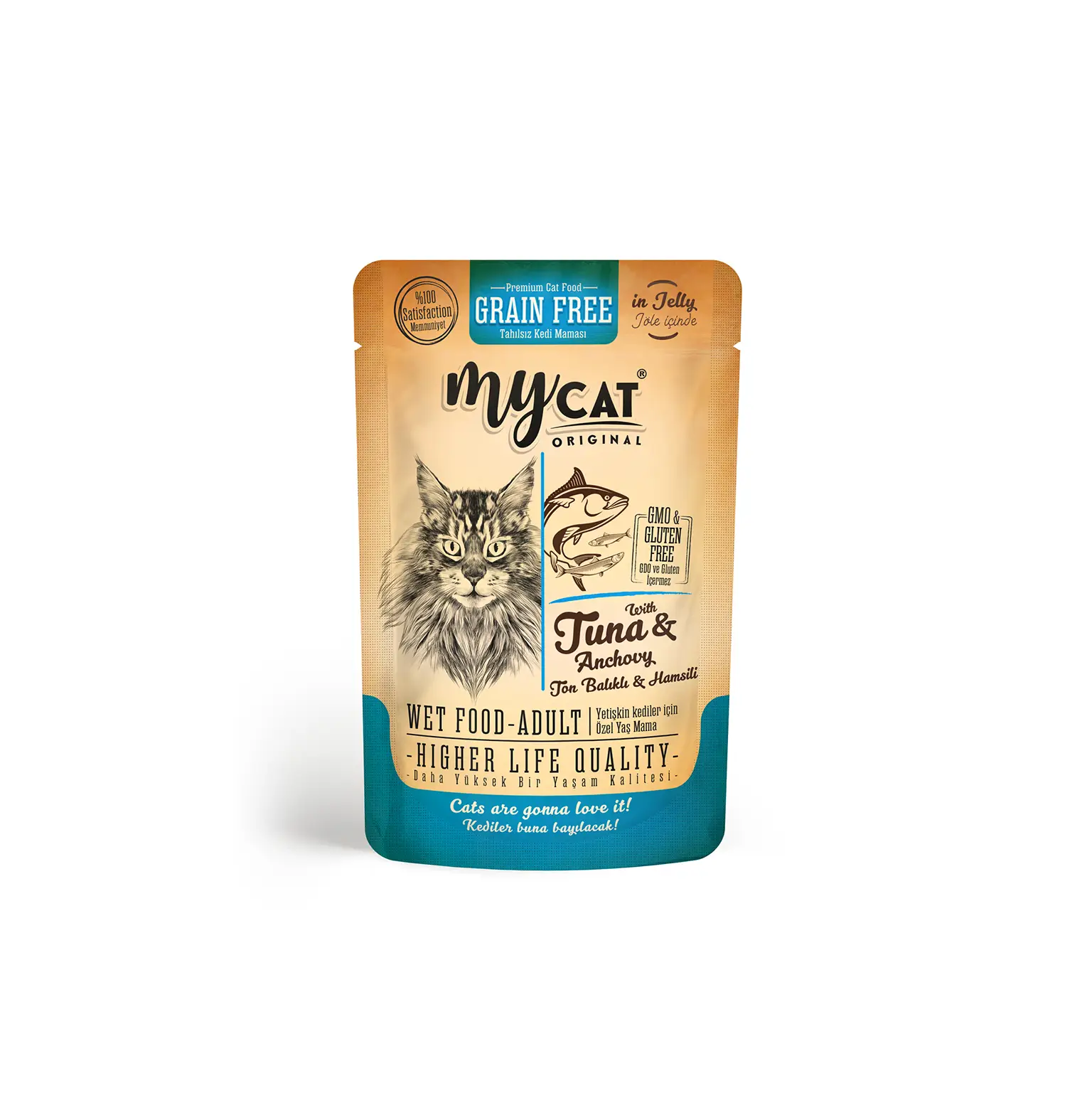 Mycat hamsi ve ton balıklı pouch yaş mama 85gr-2044