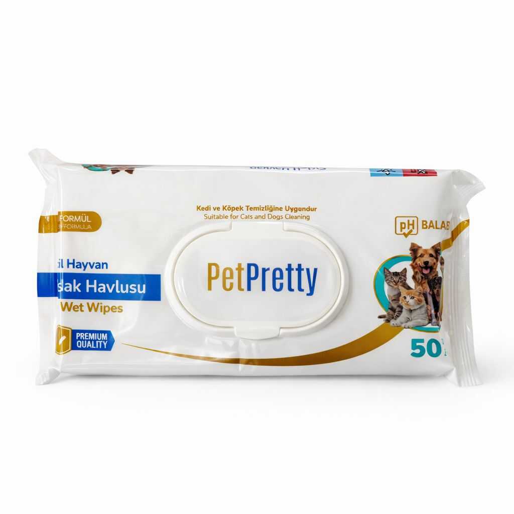 2200-PETPRETTY KEDİ KÖPEK ISLAK HAVLU 50 Lİ