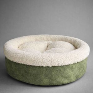 Petpretty Special Haki Peluş Simit Kedi ve Küçük Irk Köpek Yatağı 50x50x15 cm
