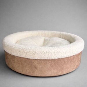 Petpretty Special Bej Peluş Simit Kedi ve Küçük Irk Köpek Yatağı 50x50x15 cm