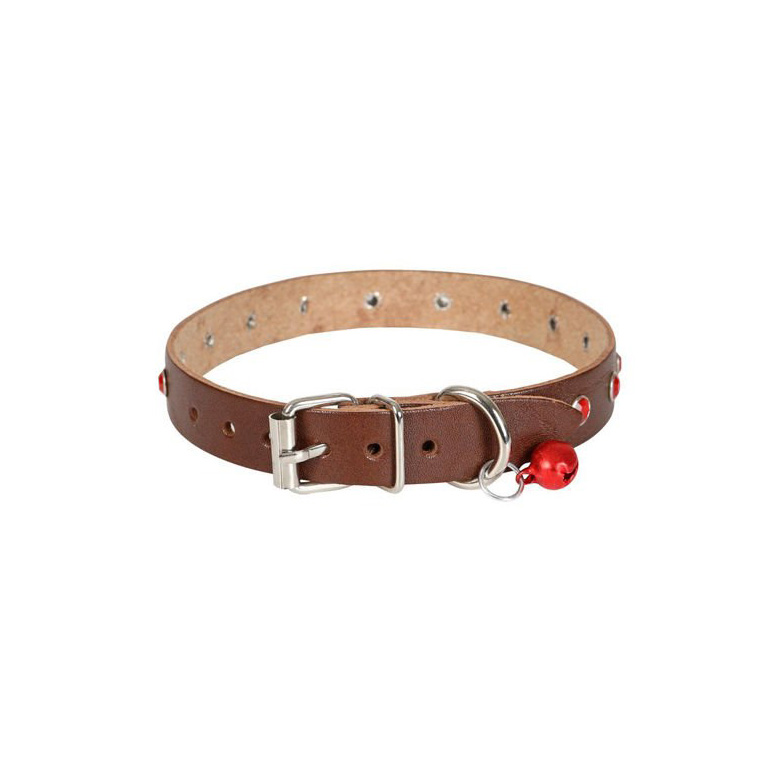 Cattie Gerçek Deriden Taşlı Kedi Boyun Tasması Xxlarge Kahverengi 1.5×27-33 Cm- 2063.jpg