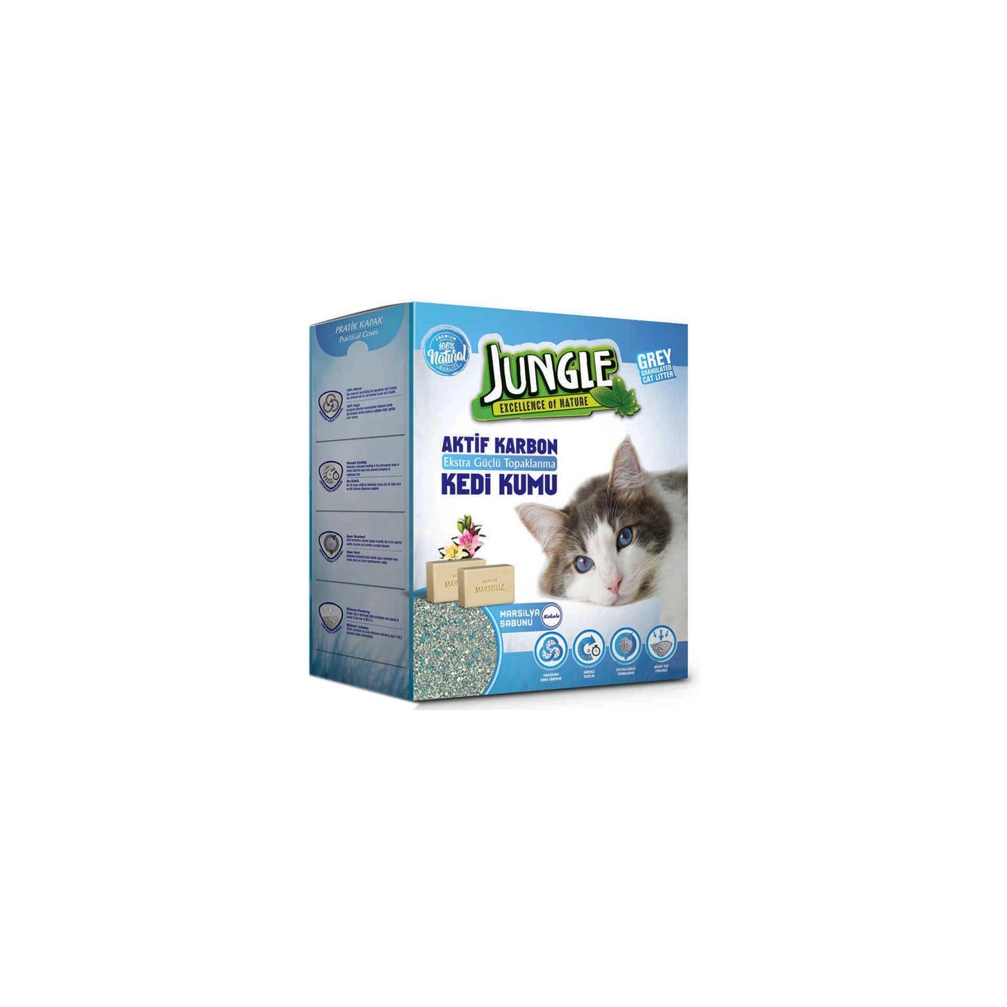 Jungle Karbonlu Kedi Kumu Grey (Marsilya Sabunlu) 6 Litre-2168