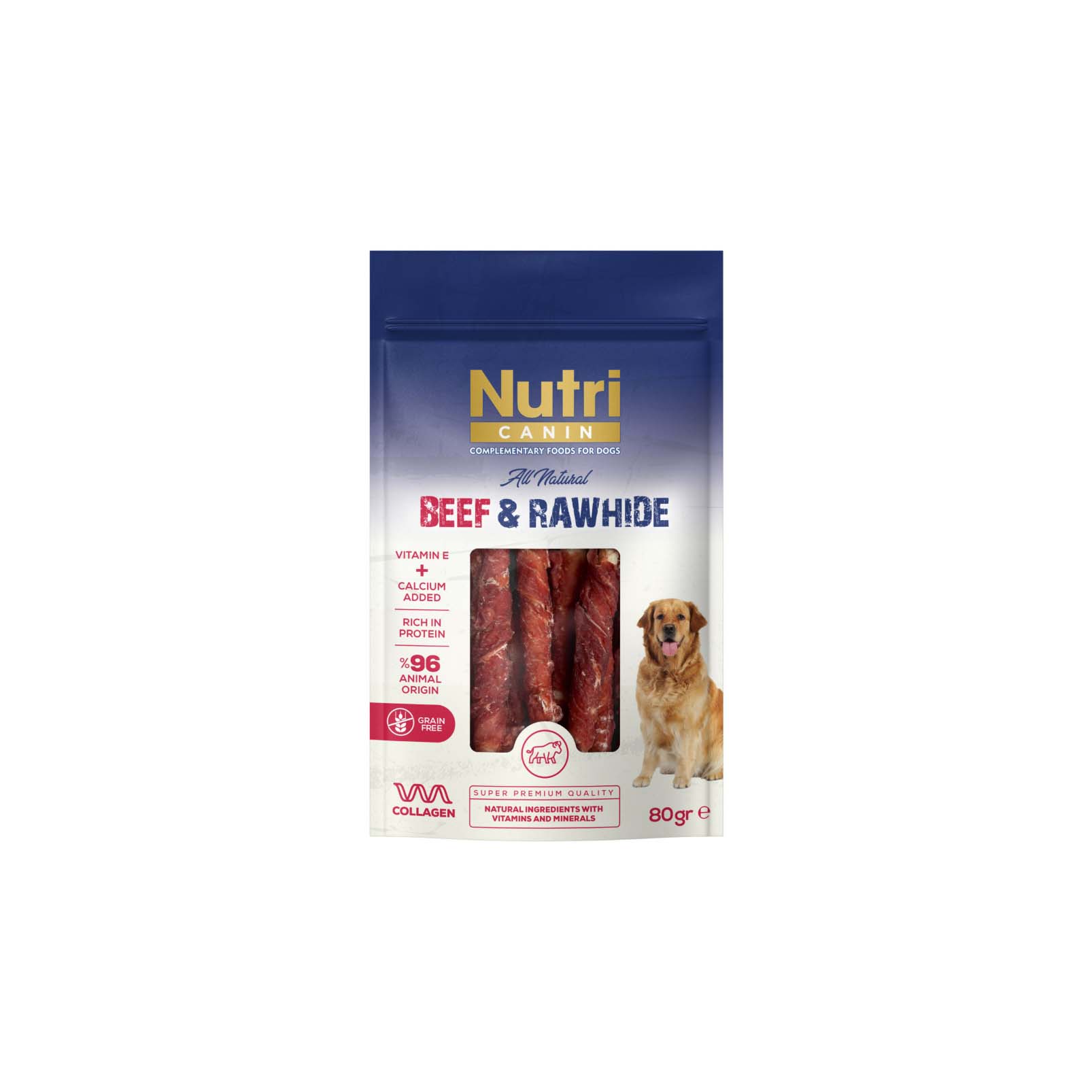 Nutri Canin Beef & Rawhide-Sığır Etli Sarılı Kemik- Köpek Ödülü 80 Gr-3080