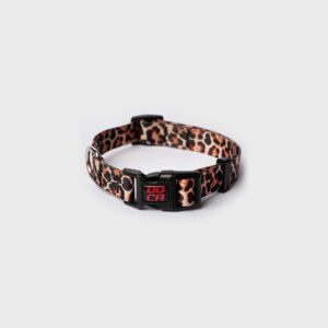 DOCA Premium Klipsli Leopar Desenli Medium Köpek Boyun Tasması (32-50 cm)