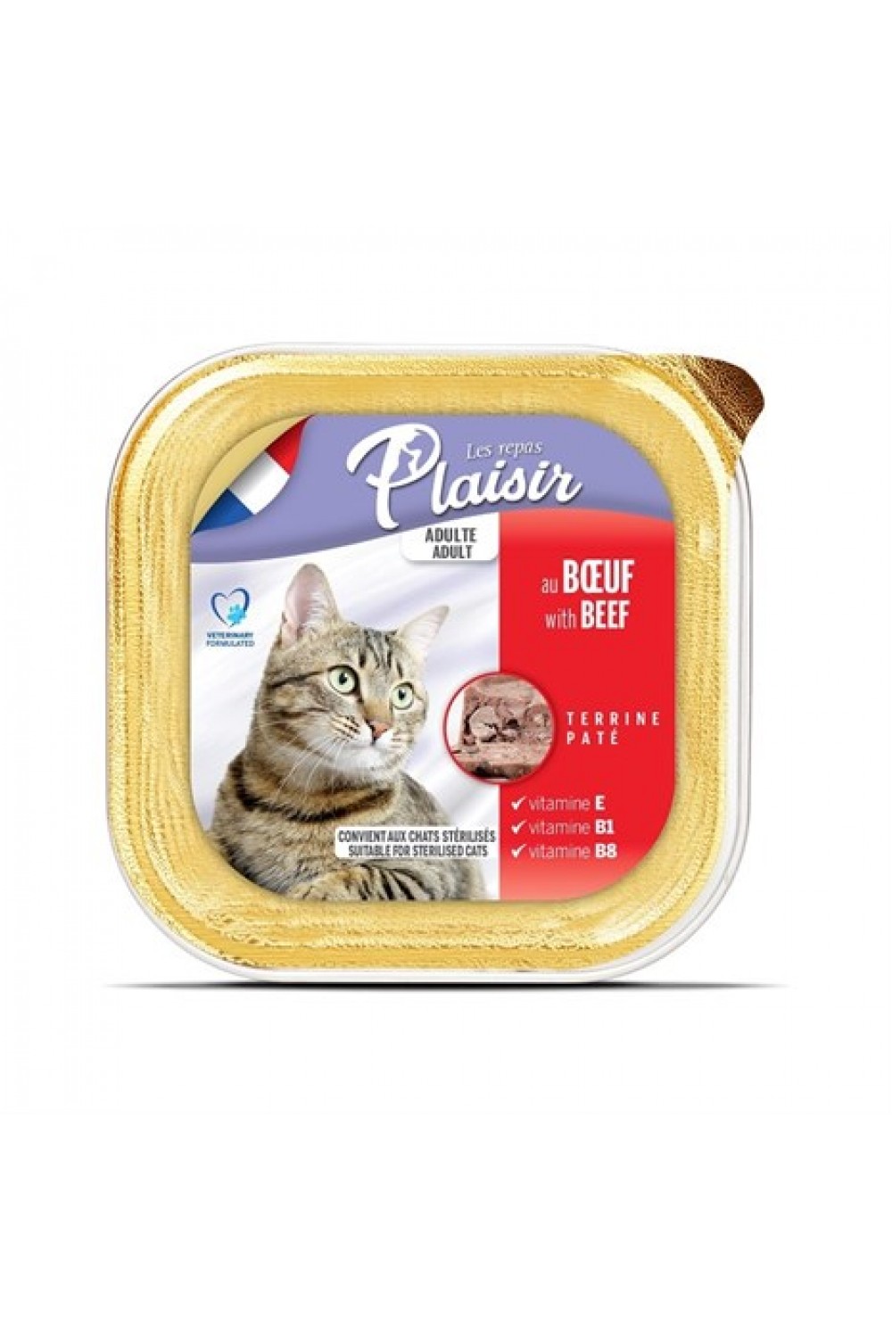 2259-Plaisir Pate Biftekli 100 gr Yetişkin Kısır Kedi Yaş Maması