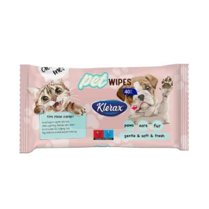 Klerax Doğal İçerikli Kedi ve Köpek Islak Mendili 40'lı